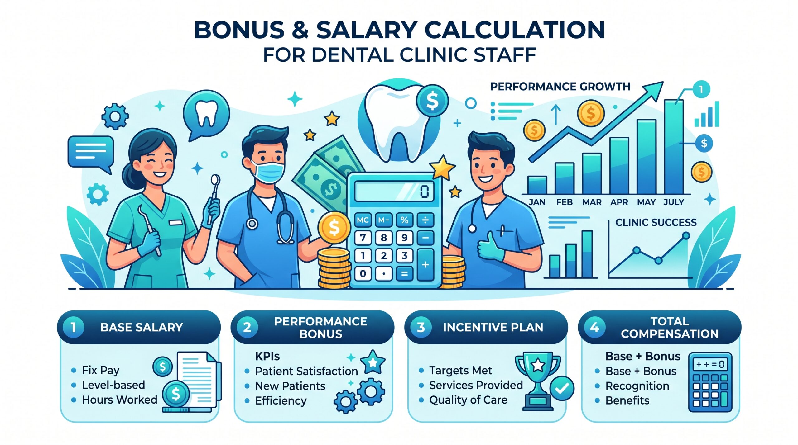 Minh họa tính toán thưởng bonus phòng khám nha khoa