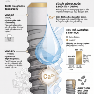 Bề mặt implant UnicCa biến đổi ion canxi