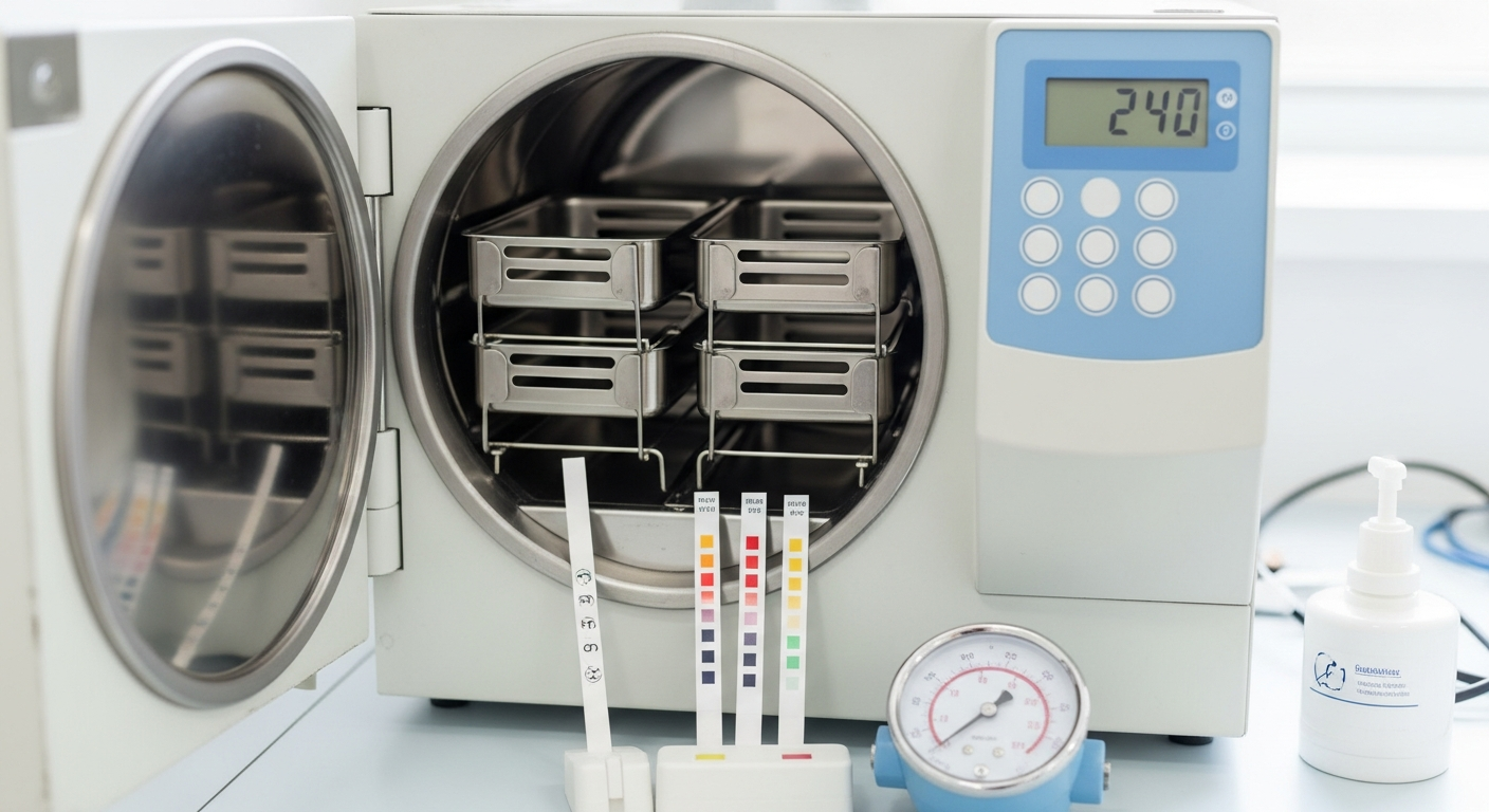 Giám sát tiệt khuẩn: máy hấp autoclave cùng chỉ thị hóa học và sinh học đổi màu